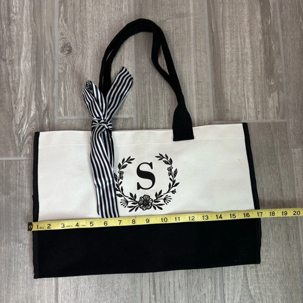 NWOT Black and White Tote Bag with S Monogram